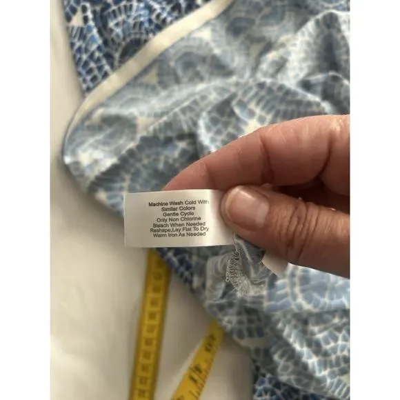 Boston Proper Mosaic Medallion Belted Maxi Dress Womens Size 4 Blue White - Picture 6 of 12